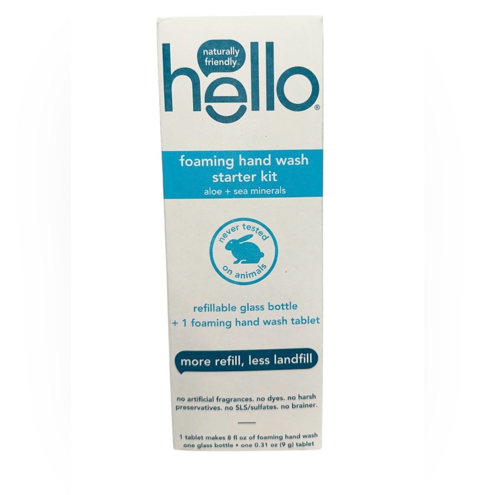 Hello Foaming Hand Soap Tablet Starter Kit, Refillable Glass Bottle
